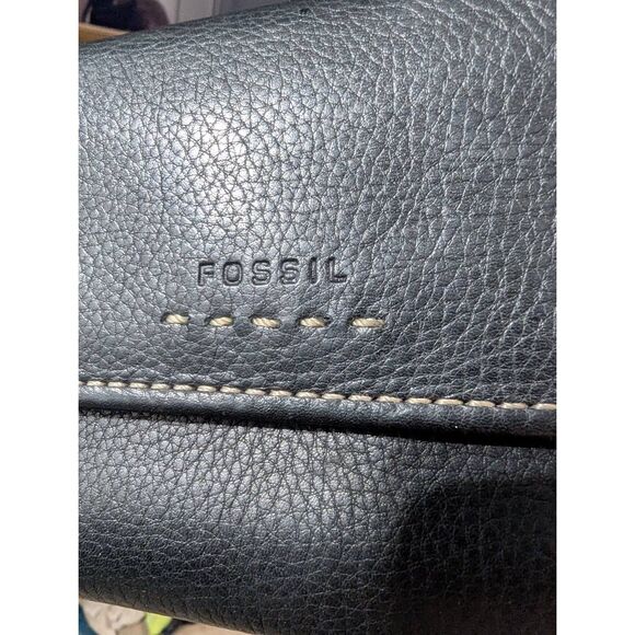 Fossil Black Leather Checkbook Wallet Continental Wallet - Picture 14 of 14